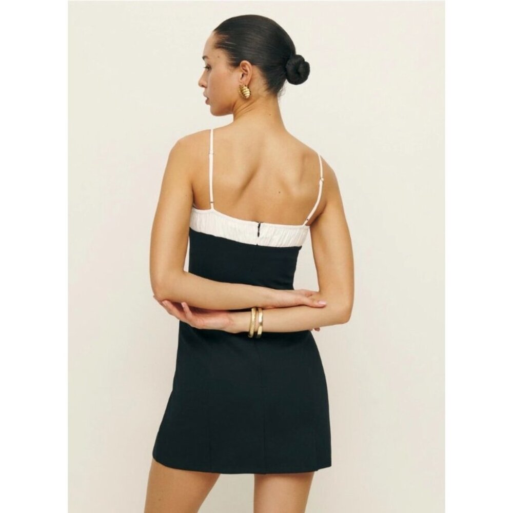 NWT Reformation Sadie Knit Black&White Spaghetti Strap Mini Dress Woman’s Size L - Picture 2 of 11